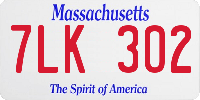 MA license plate 7LK302