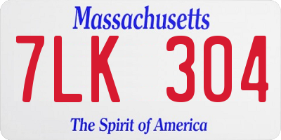 MA license plate 7LK304