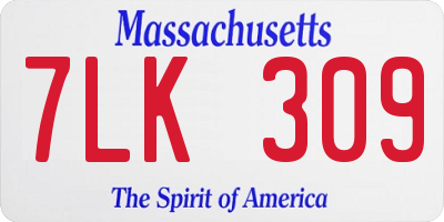 MA license plate 7LK309