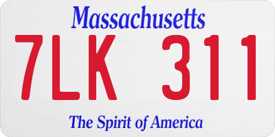 MA license plate 7LK311