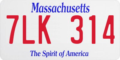 MA license plate 7LK314