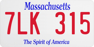 MA license plate 7LK315