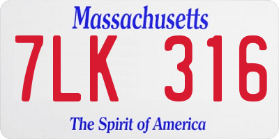 MA license plate 7LK316