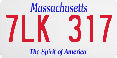 MA license plate 7LK317