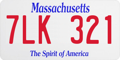 MA license plate 7LK321