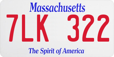 MA license plate 7LK322