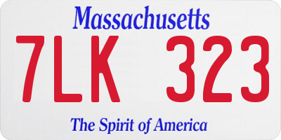 MA license plate 7LK323