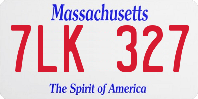MA license plate 7LK327