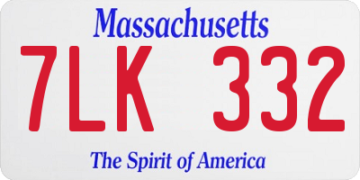MA license plate 7LK332