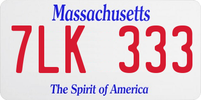 MA license plate 7LK333