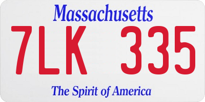 MA license plate 7LK335