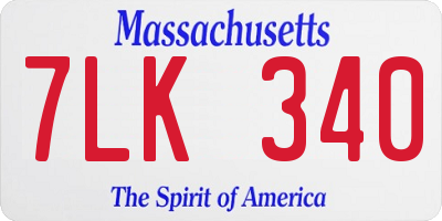MA license plate 7LK340