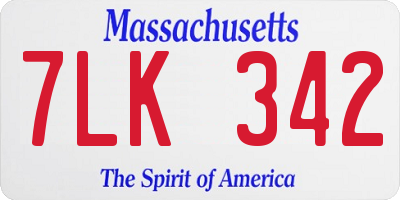 MA license plate 7LK342