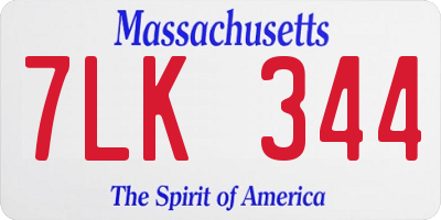 MA license plate 7LK344