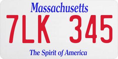 MA license plate 7LK345