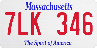 MA license plate 7LK346