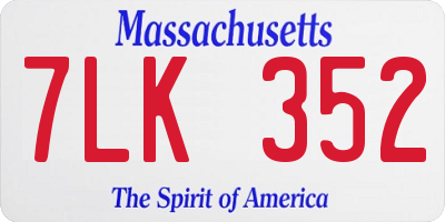 MA license plate 7LK352