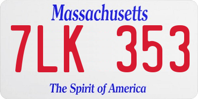 MA license plate 7LK353
