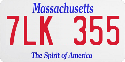 MA license plate 7LK355