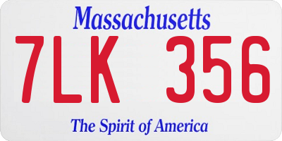 MA license plate 7LK356