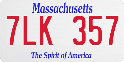 MA license plate 7LK357