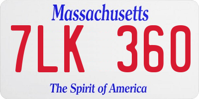 MA license plate 7LK360