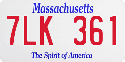 MA license plate 7LK361