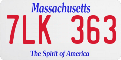 MA license plate 7LK363