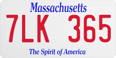 MA license plate 7LK365