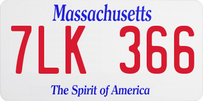 MA license plate 7LK366