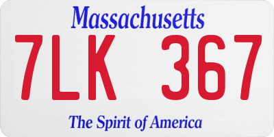 MA license plate 7LK367