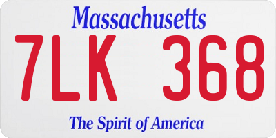 MA license plate 7LK368