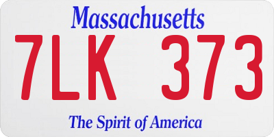MA license plate 7LK373