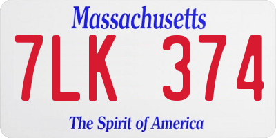 MA license plate 7LK374