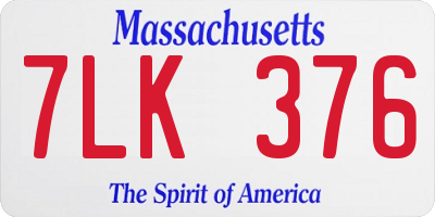 MA license plate 7LK376