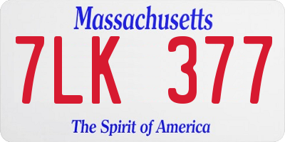 MA license plate 7LK377