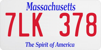 MA license plate 7LK378