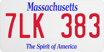 MA license plate 7LK383