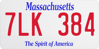 MA license plate 7LK384