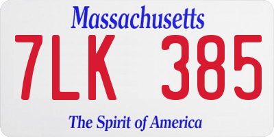 MA license plate 7LK385