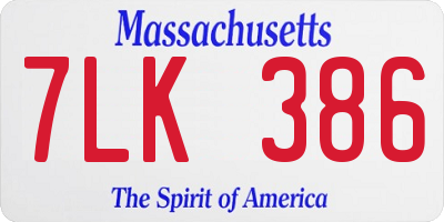MA license plate 7LK386