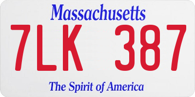 MA license plate 7LK387