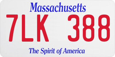 MA license plate 7LK388