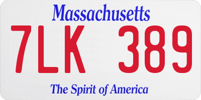 MA license plate 7LK389