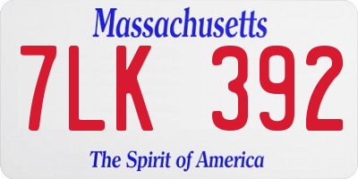 MA license plate 7LK392