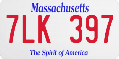 MA license plate 7LK397