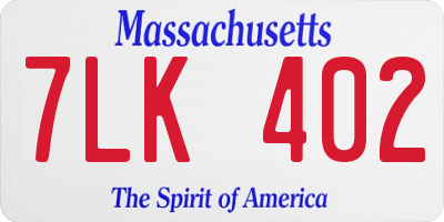 MA license plate 7LK402