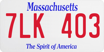 MA license plate 7LK403