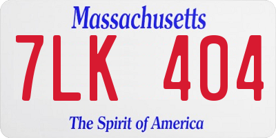 MA license plate 7LK404