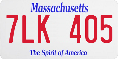 MA license plate 7LK405